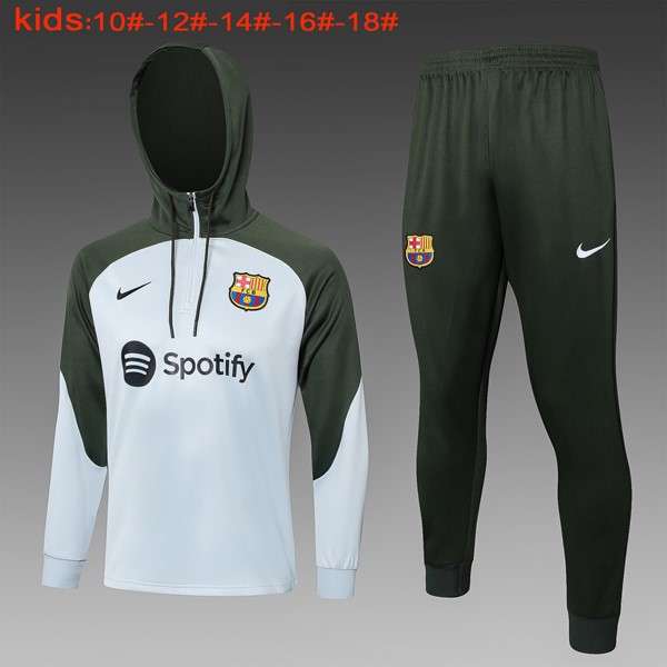 Ninos Sudadera Con Capucha Barcelona 2024 Gris Verde 2 Sudadera Con Capucha Ninos FC Barcelona 2024 Gris Verde 2