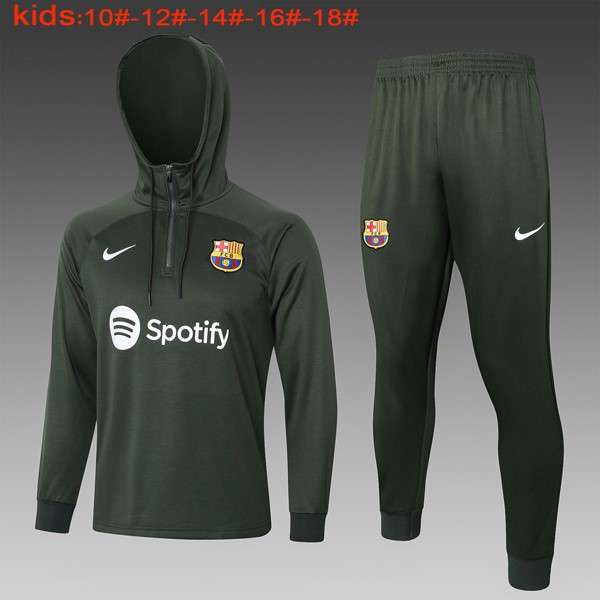 Ninos Sudadera Con Capucha Barcelona 2024 Verde 2 Sudadera Con Capucha Ninos FC Barcelona 2024 Verde