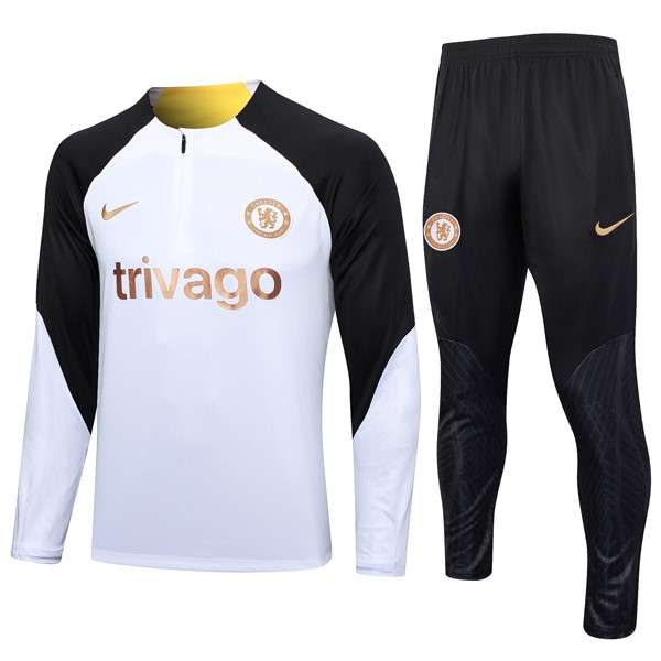 Sudadera De Training Chelsea 2024 Blanco Negro Sudadera Entrenamiento Chelsea 2024 Blanco Negro