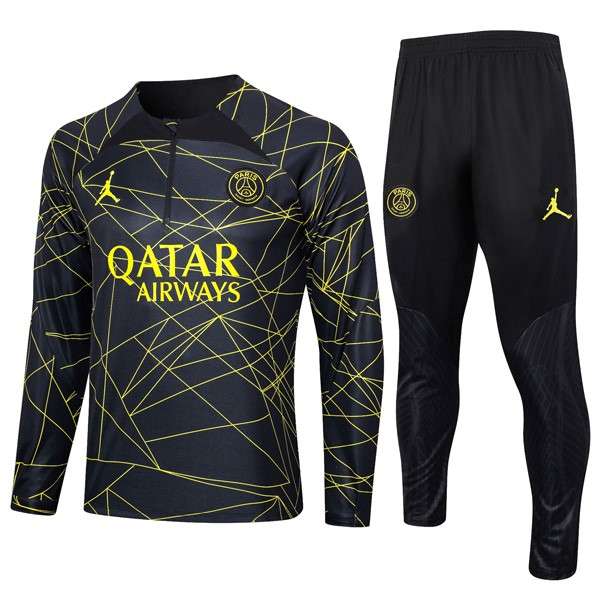 Sudadera De Training PSG 2024 Negro Amarillo Sudadera Entrenamiento Paris Saint Germain 2024 Negro Amarillo