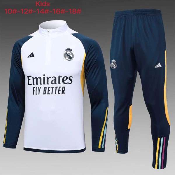 Ninos Sudadera De Training Real Madrid 2024 Blanco Azul Sudadera Entrenamiento Ninos Real Madrid 24 Blanco Azul