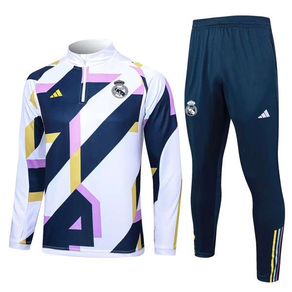 Sudadera De Training Real Madrid 2024 Blanco Azu; Sudadera Entrenamiento Real Madrid 2024 Blanco Azu