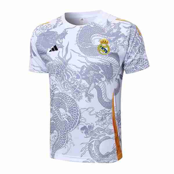 Camiseta Entrenamiento Real Madrid 2024-2025 Blanco Gris 2 Tailandia Camiseta Entrenamiento Real Madrid 2024 2025 Blanco Gris