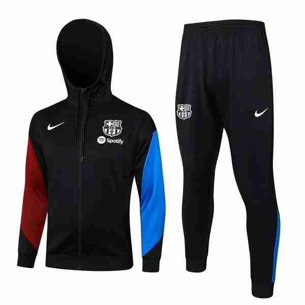Chandal Con Capucha Barcelona 2024-2025 Negro Azul 3 Chandal Con Capucha FC Barcelona 2024 2025 Negro Azul