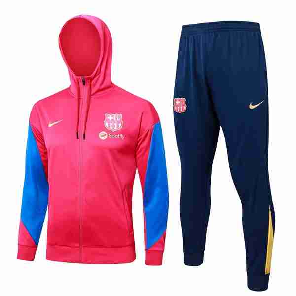 Chandal Con Capucha Barcelona 2024-2025 Rojo Azul 5 Chandal Con Capucha FC Barcelona 24 2025 Rosa Azul