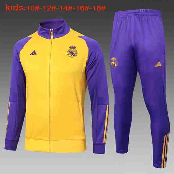 Niños Chandal Real Madrid 2024-2025 Amarillo Purpura 3 Chandal Ninos Real Madrid 2024 2025 Amarillo Purpura