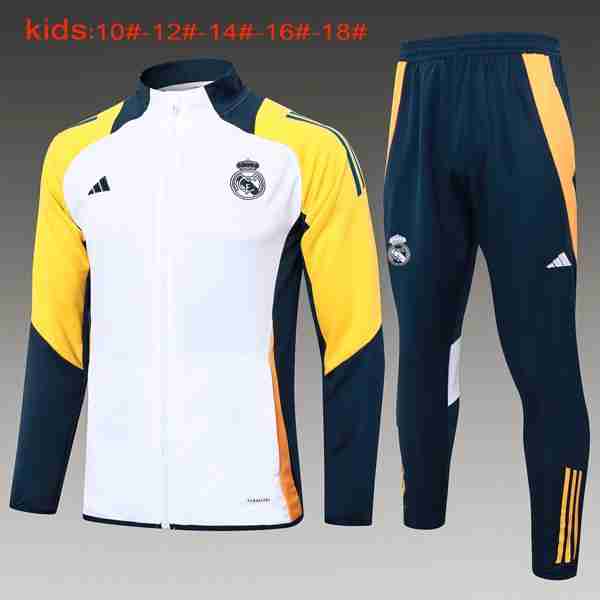Niños Chandal Real Madrid 2024-2025 Blanco Amarillo 3 Chandal Ninos Real Madrid 2024 2025 Blanco Amarillo