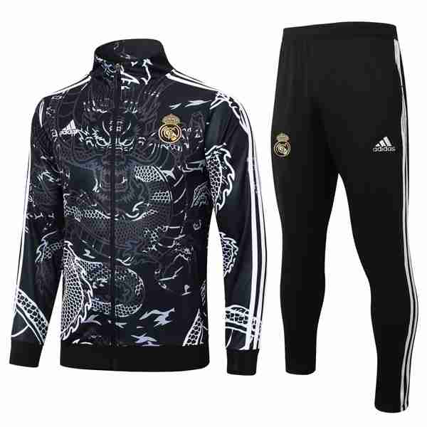 Chandal Real Madrid 2024-2025 Negro Blanco 3 Chandal Real Madrid 2024 2025 Negro Blanco