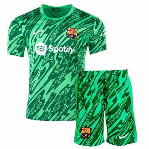 Maglia Calcio FC Barcellona Set Bambino Portiere 2024 2025 Verde Maglia Calcio FC Barcellona Set Bambino Portiere 2024 2025 Verde