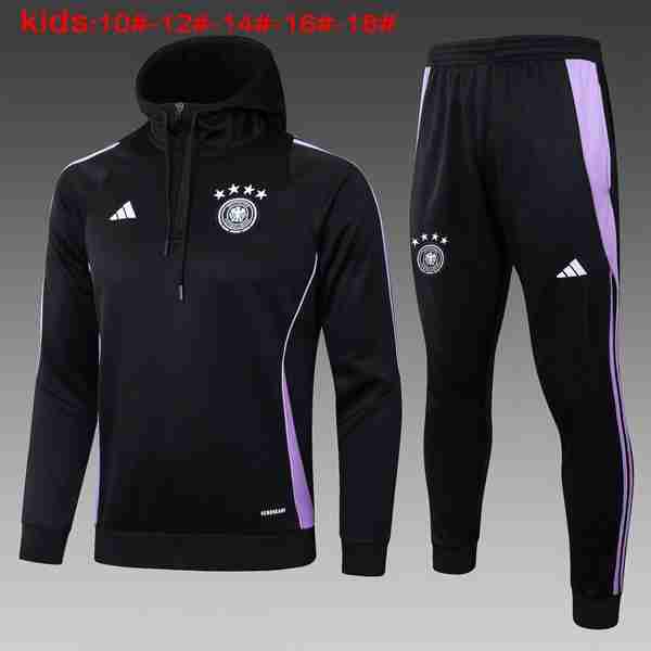 Niños Sudadera Con Capucha Alemania 2024-2025 Negro 3 Sudadera Con Capucha Ninos Alemania 2024 2025 Negro