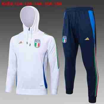 Sudadera Con Capucha Niños Italia 2024 2025 Blanco