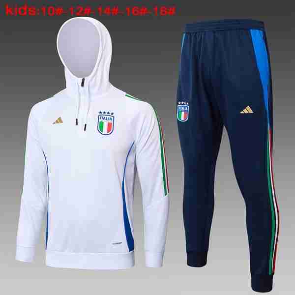 Niños Sudadera Con Capucha Italia 2024-2025 Blanco 3 Sudadera Con Capucha Ninos Italia 2024 2025 Blanco