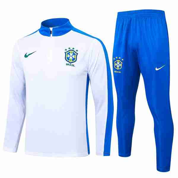 Sudadera De Training Brasil 2024-2025 Blanco Azul 3 Sudadera Entrenamiento Brasil 2024 2025 Blanco Azul