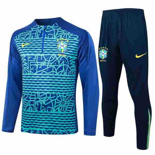 Sudadera De Training Brasil 2024-2025 Verde Azul 3 Sudadera Entrenamiento Brasil 2024 2025 Verde Azul