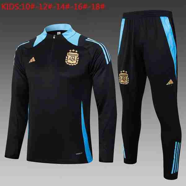 Niños Sudadera De Training Argentina 2024-2025 Negro Azul 3 Sudadera Entrenamiento Ninos Argentina 2024 2025 Negro Azul