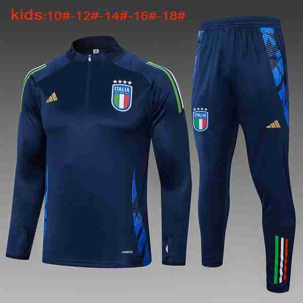 Niños Sudadera De Training Italia 2024-2025 Azul 3 Sudadera Entrenamiento Ninos Italia 2024 2025 Azul