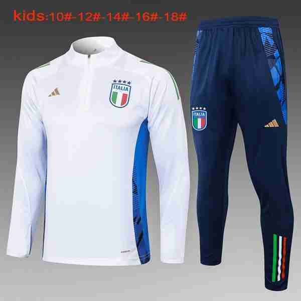 Niños Sudadera De Training Italia 2024-2025 Blanco Azul 3 Sudadera Entrenamiento Ninos Italia 2024 2025 Blanco Azul