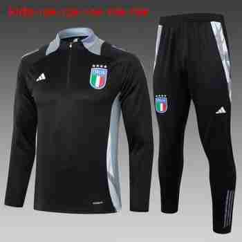 Sudadera Entrenamiento Niños Italia 2024 2025 Negro Gris