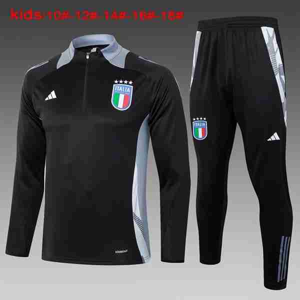 Niños Sudadera De Training Italia 2024-2025 Negro Gris 3 Sudadera Entrenamiento Ninos Italia 2024 2025 Negro Gris