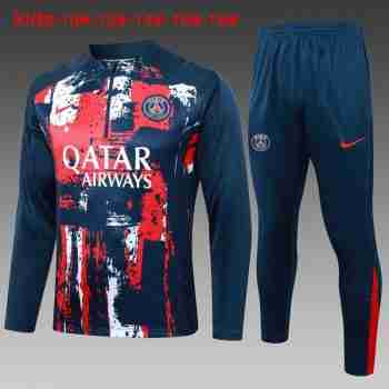 Sudadera Entrenamiento Niños Paris Saint Germain 2024 2025 Azul Rojo