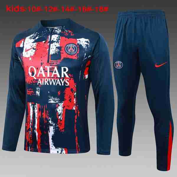 Niños Sudadera De Training PSG 2024-2025 Azul Rojo 3 Sudadera Entrenamiento Ninos Paris Saint Germain 2024 2025 Azul Rojo
