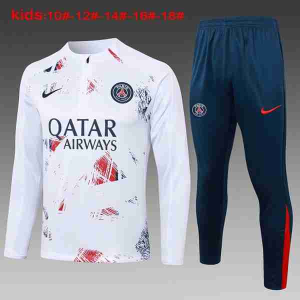 Niños Sudadera De Training PSG 2024-2025 Rojo Blanco Sudadera Entrenamiento Ninos Paris Saint Germain 2024 2025 Rojo Blanco
