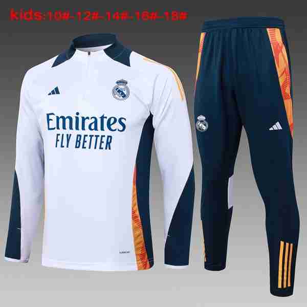 Niños Sudadera De Training Real Madrid 2024-2025 Blanco Azul 3 Sudadera Entrenamiento Ninos Real Madrid 2024 2025 Blanco Azul