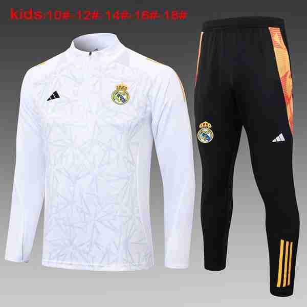 Niños Sudadera De Training Real Madrid 2024-2025 Blanco Gris 3 Sudadera Entrenamiento Ninos Real Madrid 2024 2025 Blanco Gris