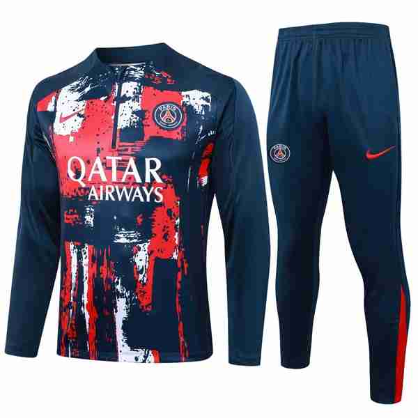 Sudadera De Training PSG 2024-2025 Rojo Azul 3 Sudadera Entrenamiento Paris Saint Germain 2024 2025 Rojo Azul