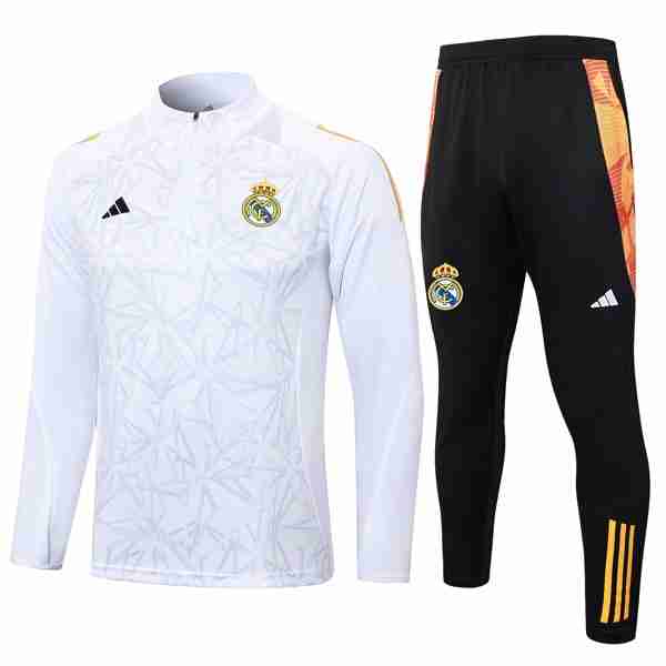 Sudadera De Training Real Madrid 2024-2025 Blanco Gris 3 Sudadera Entrenamiento Real Madrid 2024 2025 Blanco Gris