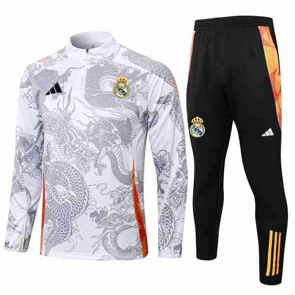 Sudadera De Training Real Madrid 2024-2025 Blanco Gris 5 Sudadera Entrenamiento Real Madrid 24 2025 Blanco Gris