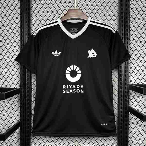 Tailandia Camiseta AS Roma Pre-Match 2024-2025 Negro Tailandia Camiseta Pre Match AS Roma 2024 2025 Negro