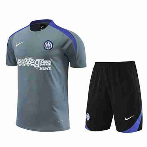 Tailandia Conjunto Camiseta Entrenamiento Inter Milan 2024 2025 Gris Negro Tailandia Conjunto Camiseta Entrenamiento Inter Milan 2024 2025 Gris Negro