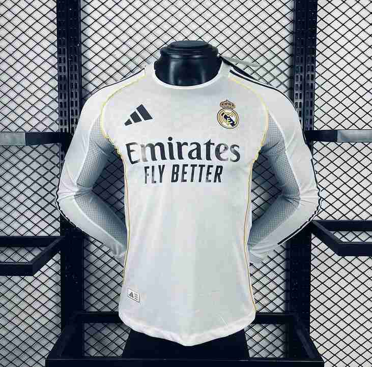 Manga Larga Camiseta Primera Real Madrid 2025 2026 – Versión Jugador Manga Larga Camiseta Primera Real Madrid 2025 2026 – Version Jugador