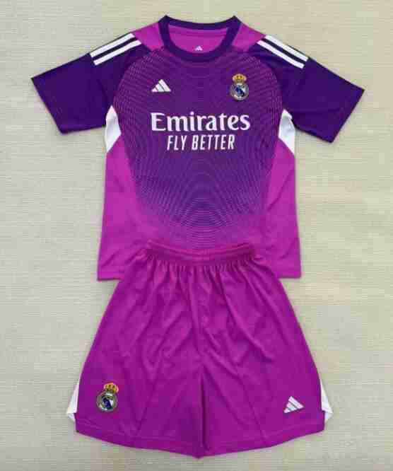Camiseta Real Madrid Conjunto Niños Portero 2025 2026 Purpura Camiseta Real Madrid Conjunto Ninos Portero 2025 2026 Purpura