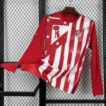 Tailandia Manga Larga Camiseta Pre Match Atlético De Madrid 2025 2026 Rojo