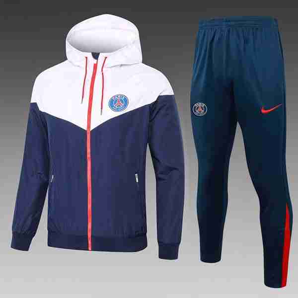 Rompevientos PSG Conjunto Completo 2025-2026 Blanco Azul Conjunto Rompevientos Paris Saint Germain 2025 2026 Blanco Azul