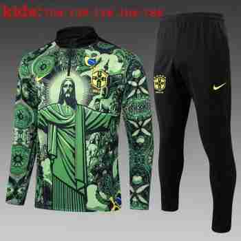 Sudadera Entrenamiento Niños Brasil 2025 2026 Verde