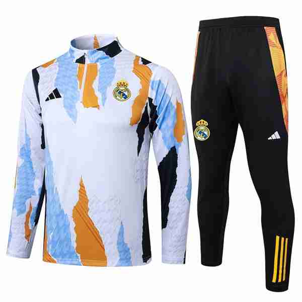 Sudadera De Training Real Madrid 2025-2026 Blanco Naranja Sudadera Entrenamiento Real Madrid 2025 2026 Blanco Naranja