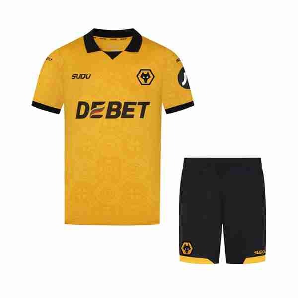 Camiseta Wolves 1ª Niño 2025-2026 Camiseta Wolves Conjunto Niños Primera 2025 2026
