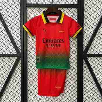 Camiseta AC Milan X OFF-WHITE Conjunto Niños 2025 2026 Rojo