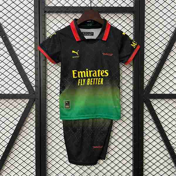 Camiseta AC Milan Co-Branded Edition Niño 2025-2026 Verde Camiseta AC Milan X OFF-WHITE Conjunto Niños 2025 2026 Verde