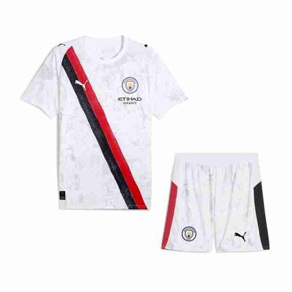 Camiseta Manchester City KidSuper Niño 2025-2026 Blanco Camiseta Manchester City KidSuper Conjunto Niños 2025 2026 Blanco