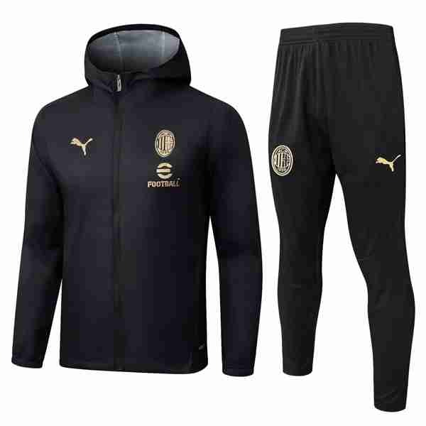 Rompevientos Con Capucha AC Milan Negro 2025-2026 5 Conjunto Rompevientos AC Milan 2025 2026 Negro