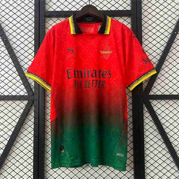 Tailandia Camiseta AC Milan Co-Branded Edition 2025-2026 Rojo Tailandia Camiseta AC Milan X OFF-WHITE 2025 2026 Rojo