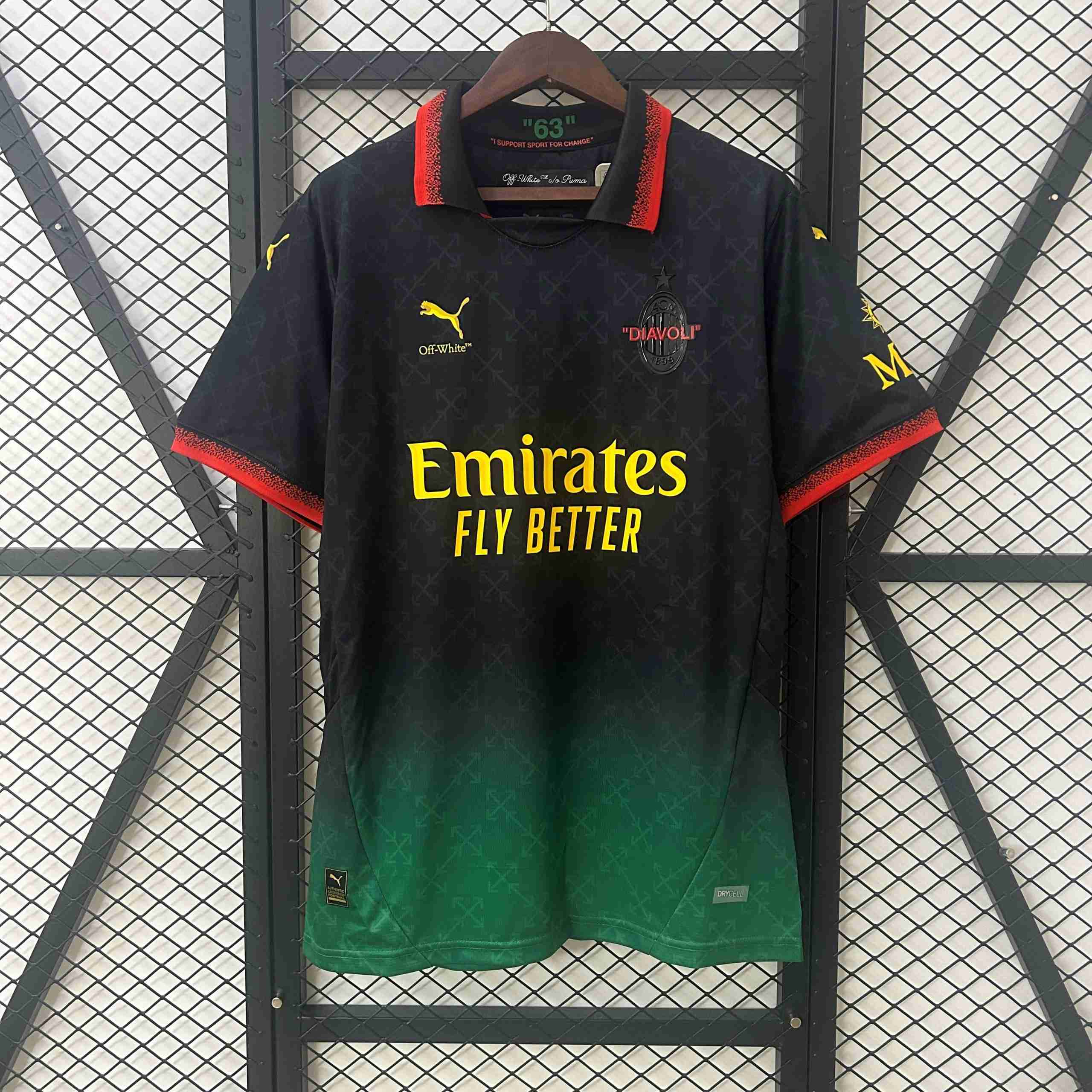 Tailandia Camiseta AC Milan Co-Branded Edition 2025-2026 Verde Tailandia Camiseta AC Milan X OFF-WHITE 2025 2026 Verde
