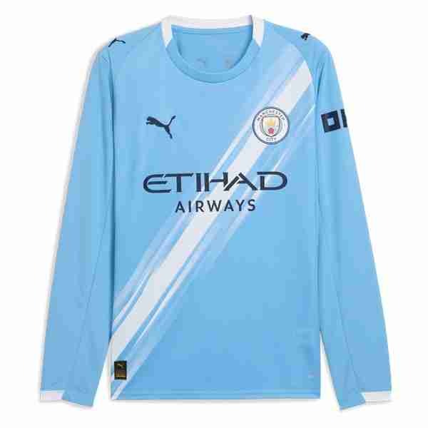 Tailandia Camiseta Manchester City 1ª ML 2025-2026 Tailandia Manga Larga Camiseta Primera Manchester City 2025 2026