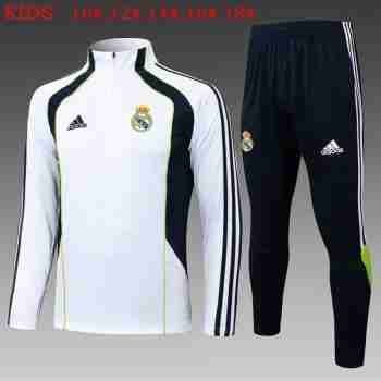Sudadera Entrenamiento Niños Real Madrid 2025 2026 Blanco Negro