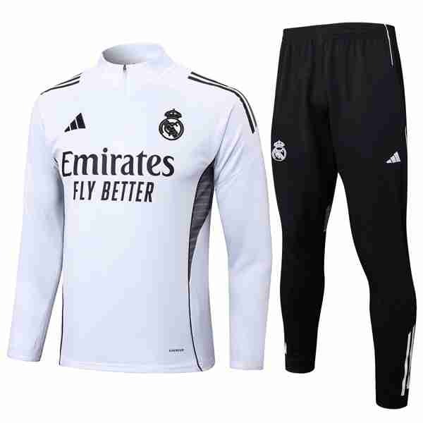 Sudadera De Training Real Madrid 2025-2026 Blanco 3 Sudadera Entrenamiento Real Madrid 2025 2026 Blanco Gris